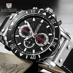MEGIR часы для мужчин лучший бренд класса люкс Новая мода Бизнес Кварцевые Золотые для мужчин часы кожа водостойкие спортивные часы Relogios