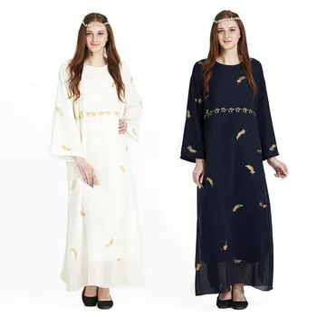 

2019 fjilbabs and abayas saudi arabia clothing Fairy Preternatural Muslim Dress Feathered Chiffon Dress National GownY54