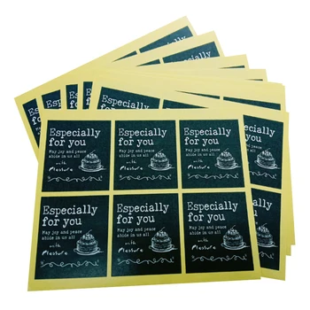 

600pcs/lot Black Square Adhesive Paper Sealing Sticker Cake Package Sticky"Espercially For You"DIY Decorative Birthday Label