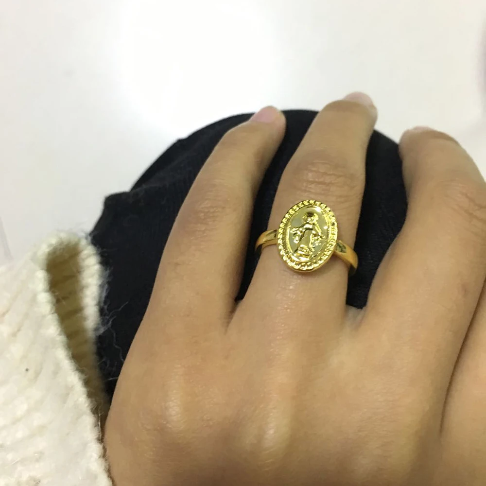 

Round Rings For Women Virgin Mary Circle Rings For Female Riligious Bague Femme Jewelry Christmas Gifts accessaries Size 6-10