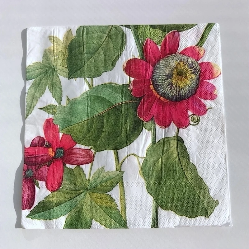 Passiflora coccinea red flower paper napkins for decoupage 20pcs 33