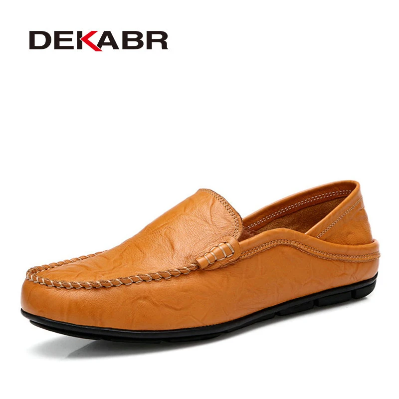 En Ligne DEKABR Confortable À La Main En Cuir Chaussures Hommes Occasionnels Appartements de Conception Homme Conduite Chaussures Fond Mou En Cuir Hommes Chaussures Taille 38 46