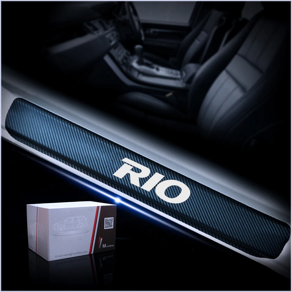 Для Kia RIO K2 автомобильный Стайлинг 4 шт. наклейка из углеродного волокна Накладка на порог двери автомобиля порога Накладка авто аксессуары