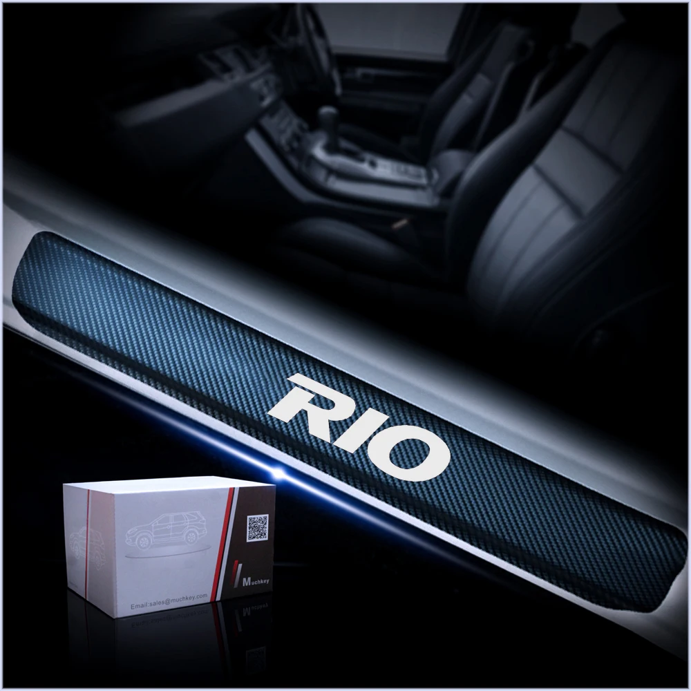 

For Kia RIO K2 Car Styling 4Pcs Carbon Fiber Sticker Door Threshold Plate Car Door Sill Scuff Plate Auto Accessories