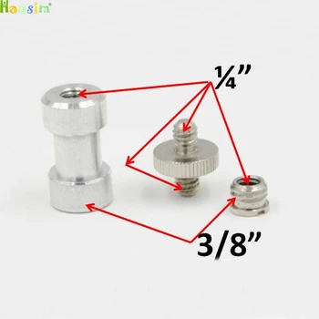 

3 in 1 Chrome-plated steel 1/4" -1/4" Screw to 3/8" Spigot Stud Convert Adapter Kit for SLR Camera Tripod