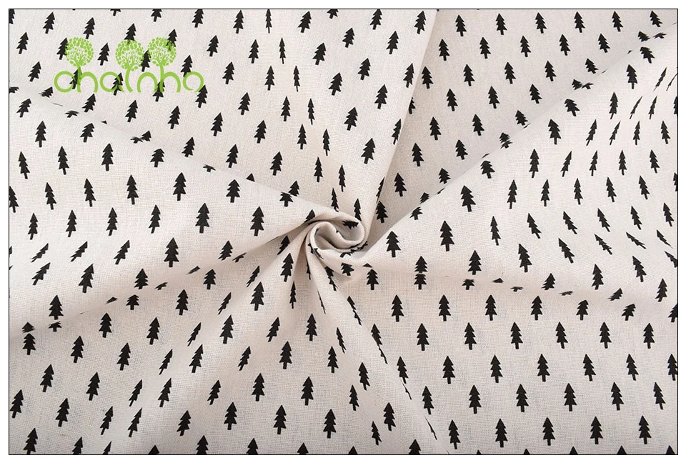 Chainho,6pcs/Lot,Black&White Series,Patchwork Printed Cotton Linen Fabric,For DIY Quilting&Sewing Placemat,Bags Material,25x45cm