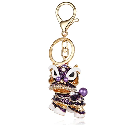 Китайский лев Танцевальный Стиль популярный орнамент из сплава капля ключ лев Единорог ювелирные изделия ysk044 - Цвет: purple