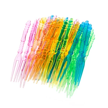 

50Pcs Disposable Plastic Fruit Cake Dessert Fork Pick Party Tableware Multicolor