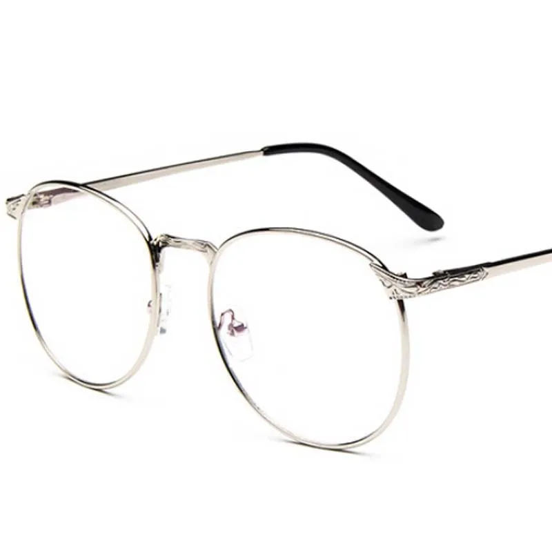 Vintage Unisex Retro Alloy Round Frame Clear Lens Eyewear Optical 