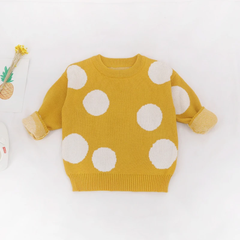 Blusas de Inverno do Bebê Blusas de Malha Moda Infantil Blusas Dot Meninos Meninas Crianças Pullover Roupas Casuais Meninos 0 5 Anos 8 Cheap Suéteres