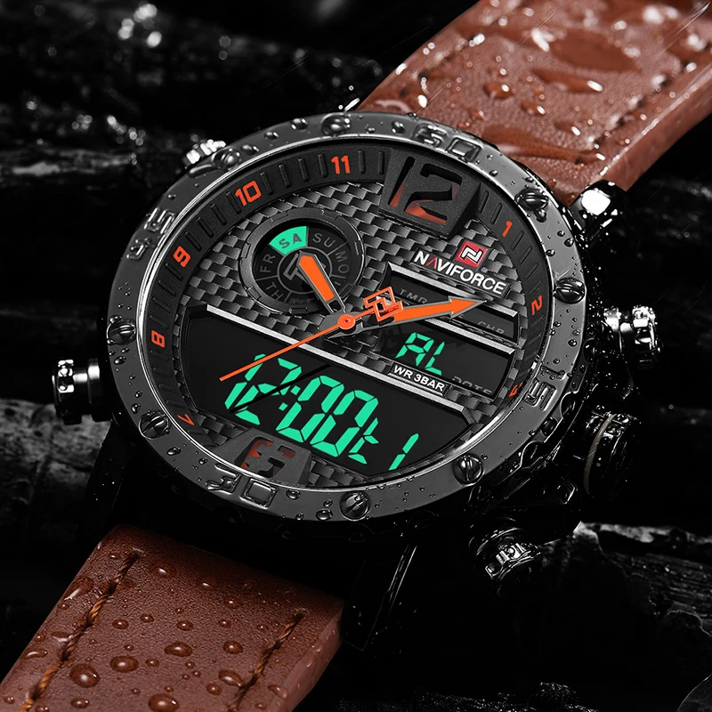 Часы наручные NAVIFORCE Мужские кварцевые роскошные Брендовые спортивные