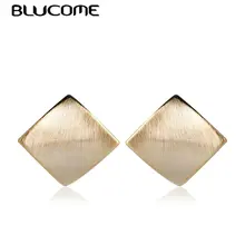 Blucome классические квадратные маленькие серьги-гвоздики золотого цвета, медные ювелирные изделия для женщин, девушек, вечерние, праздничные серьги, аксессуары, украшения, подарок