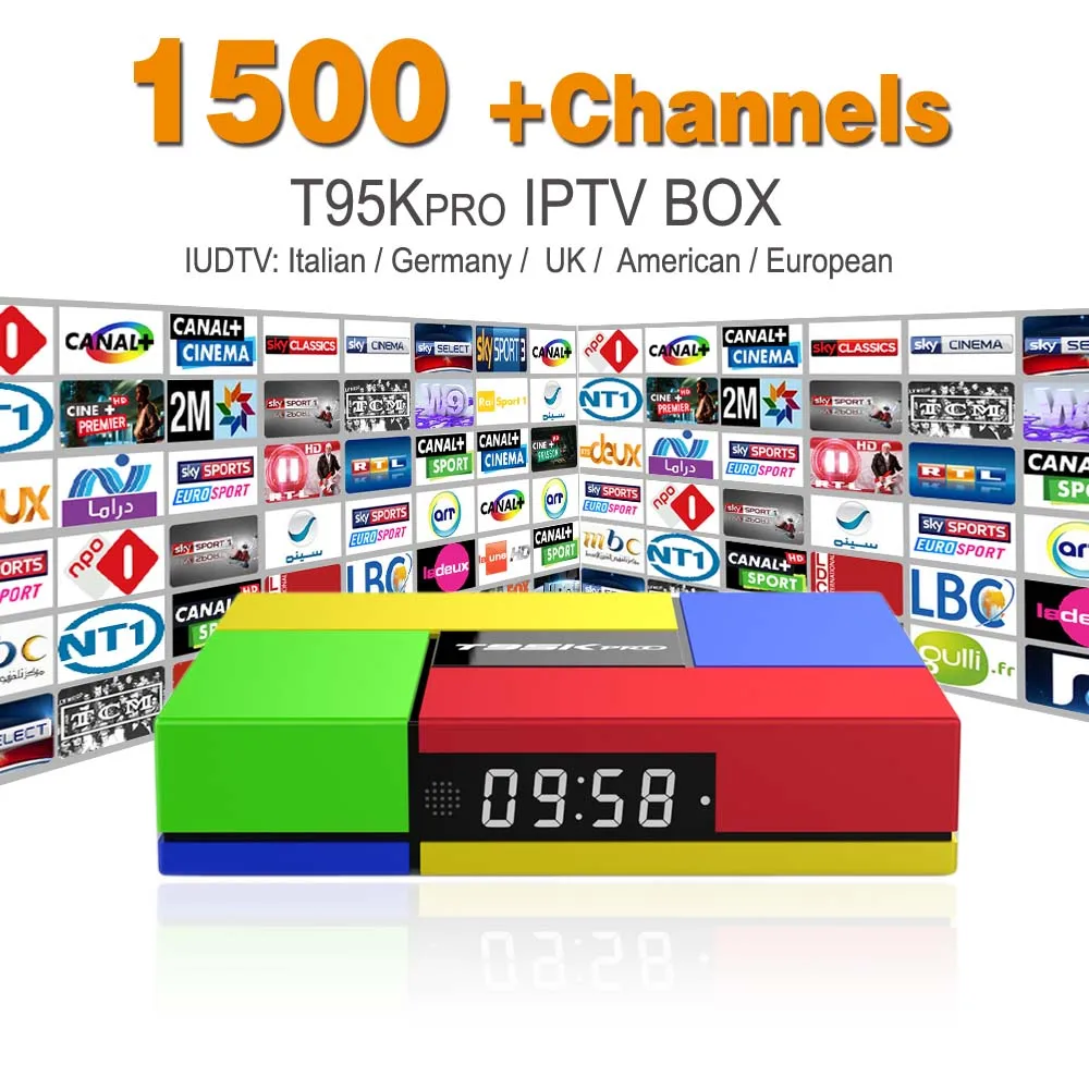 Octa Core Android Arab IPTV BOX T95Kpro Free 1500 Europe Arabic IPTV Channels S912 2GB/16GB TV Box KODI WIFI H265 Media Player