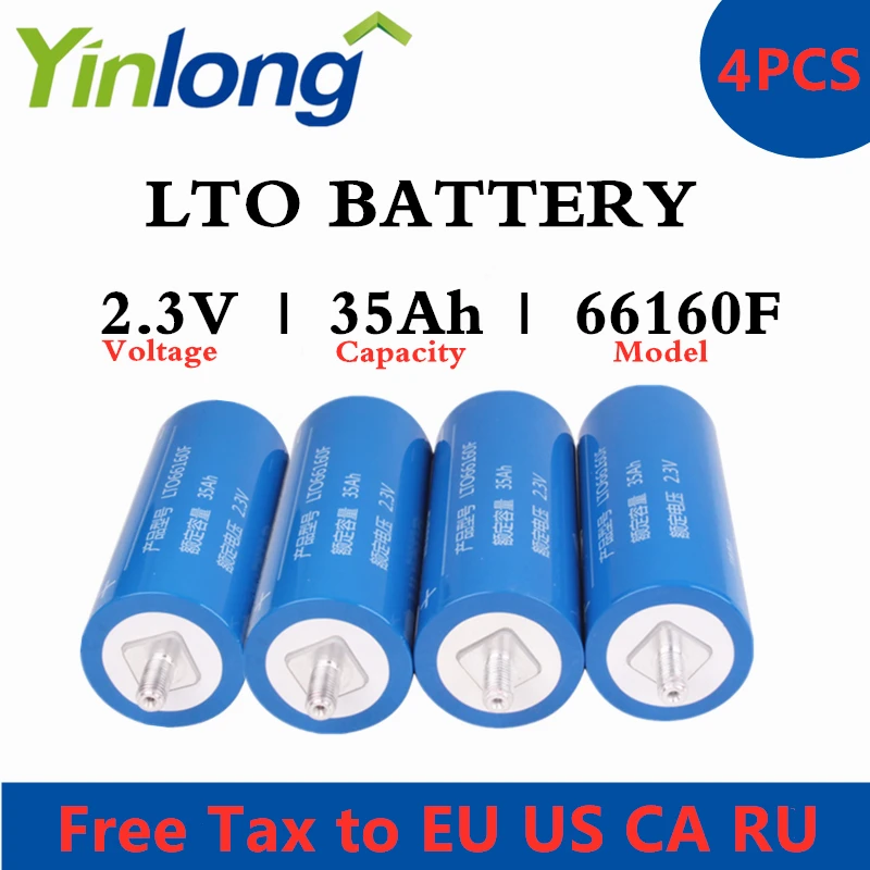 

4PCS Yinlong LTO66160F 2.3V 35Ah Cylindrical Lithium ion battery Titanium Oxide LTO 66160 Titanate Battery for Electric vehicles