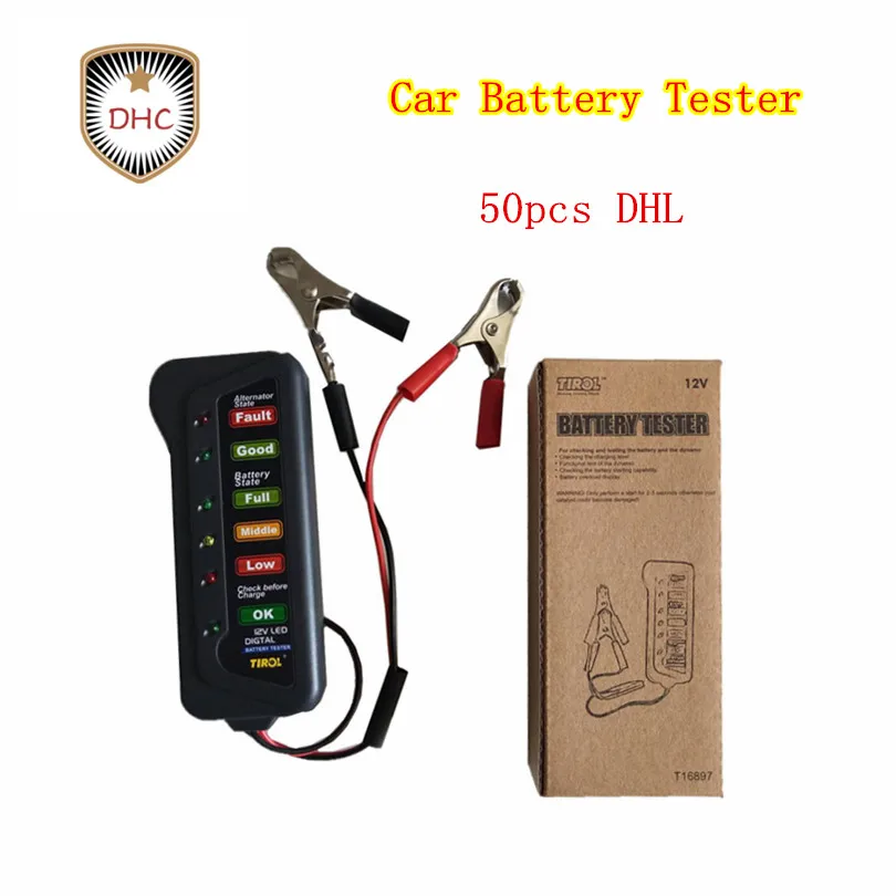 50pcs DHL Free 12V Car Battery Tester Check Car Battery Condition