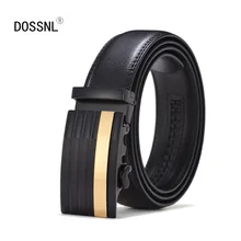 DOSSNL Для мужчин ремень с автоматической пряжкой Элитный бренд кожаный ремень Для мужчин элегантная Изысканная джентльмен дизайнерские черный широкий ремень Для мужчин A061