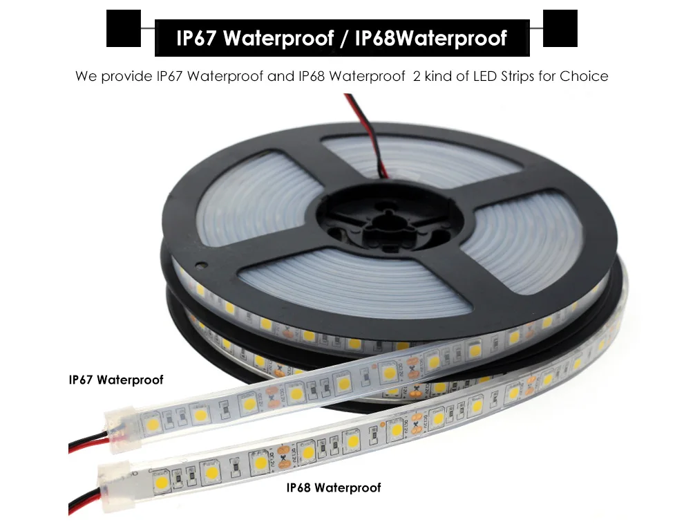 Светодиодные ленты 5050 DC12V 60 светодиодный/M Высокое качество кремний IP67 IP68 Водонепроницаемый Светодиодные ленты