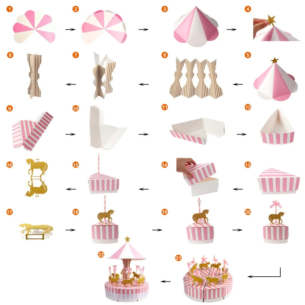 Ourwarm Wedding Party Supplies Carousel Candy Boxes Carousel