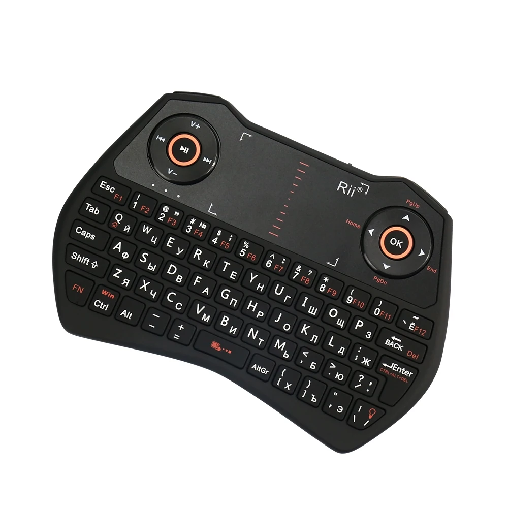  Original Rii i28C 2.4GHz Mini Russian Wireless Keyboard with Touchpad Air mouse Backlit Li-ion Batt