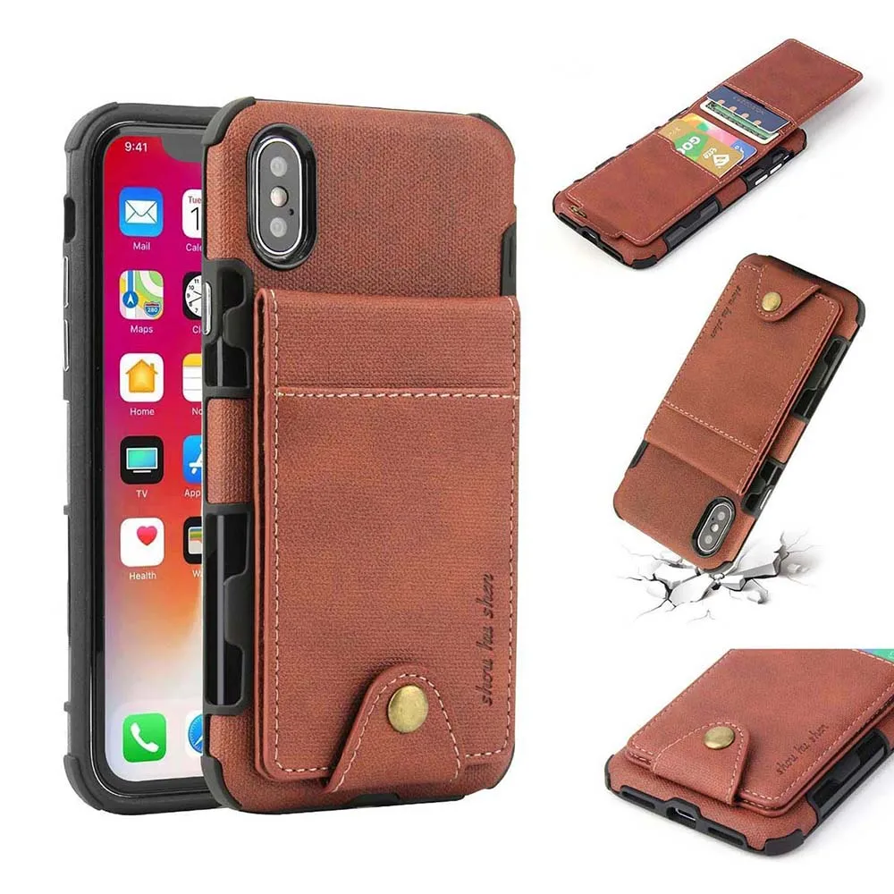 

Retro Wallet Card Slot Hybrid Case for iphone XR XS Max iphone 7 8 X Plus Luxury Buckle Coque Cover for iphone 6 6S 8 Plus Cases