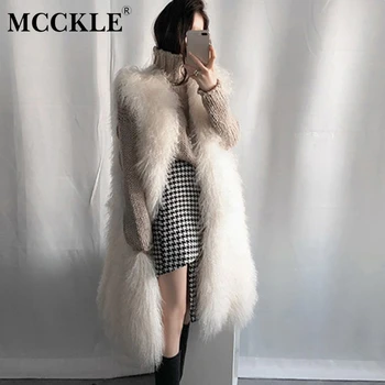 

Women Faux Fur Long Vest 2019 Autumn Winter Fluffy Fur Sleeveless Waistcoat Female Elegant Soft Hairy Fashion Overcoat