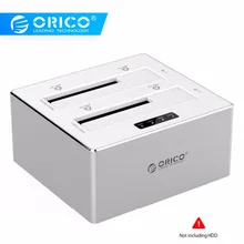 ORICO 2.5/3.5 นิ้ว HDD กรณีภายนอกอลูมิเนียม HDD Docking Station Enclosure กล่อง USB3.0 SATA Dual- bay ออฟไลน์ Clone 16TB(China)