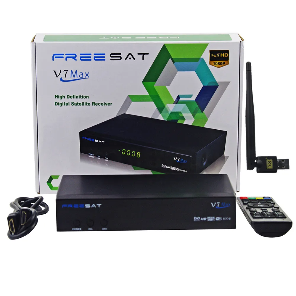 

FREESAT V7 Max with 3pcs usb wifi Satellite Receiver 1080P FULL HD DVB-S2 Support Cccam Newcam YouTube Youporn