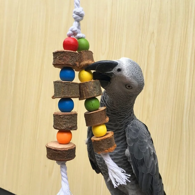 Твердая деревянная птица жевательная игрушка для попугаев Parakeet деревянный шар струнная игрушка в клетку, украшение игрушки для птиц товары для домашних животных-цвет случайный