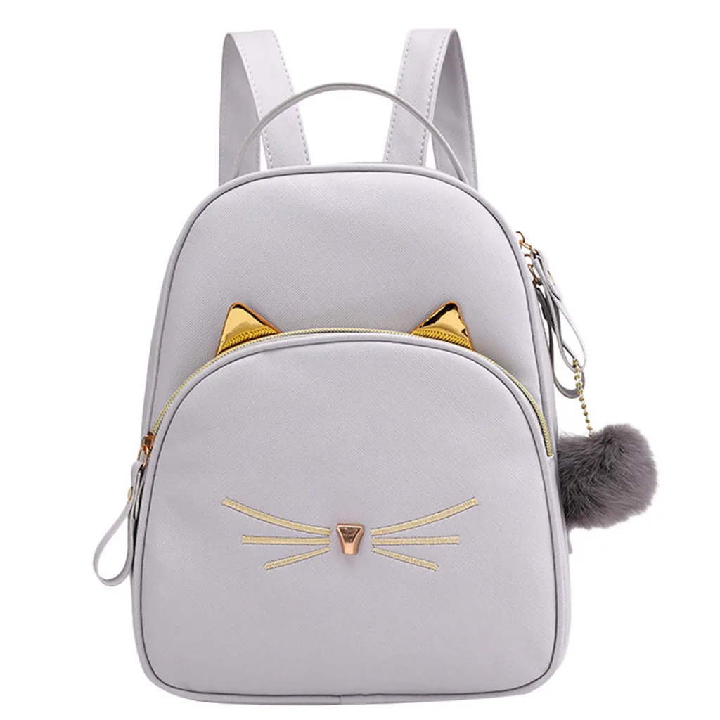 Трансер рюкзак для женщин Забавный милый кот для девочек-подростков сумки на плечо женская кожаная дорожная сумка Feminina рюкзак Mochilas Mujer#30 - Цвет: Gray