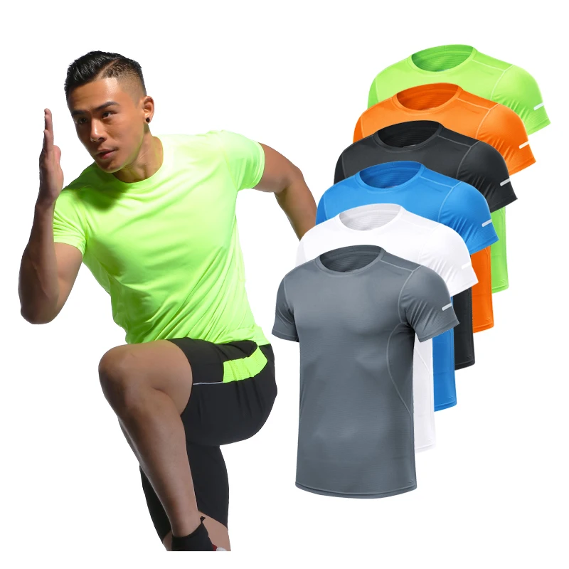 

Summer Men Sports Shirt Quick Dry Gym Running Shirt for Men Workout Bodybuilding Workout Shirt Soccer Basketball Jersey