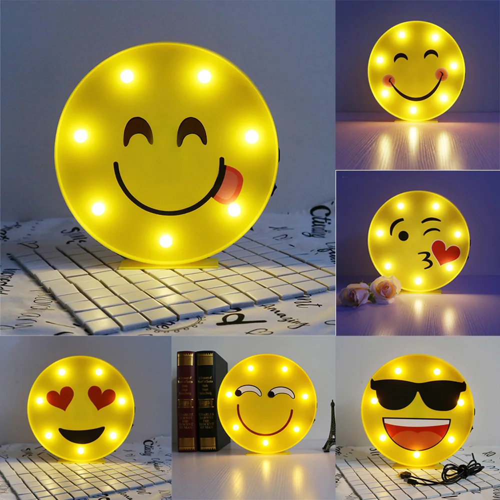 

Creative Design Smile Face 3D LED Night Light Children's Lamp Desk Facial Emoji Lamp Power Operated Birthday Holiday Unique Gift