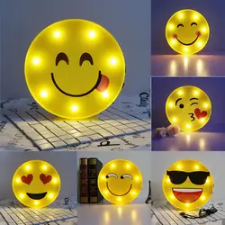 Творческий Дизайн со смайликом 3D светодиодный ночник детский лампа настольная лица Emoji лампа Мощность работает день рождения праздник