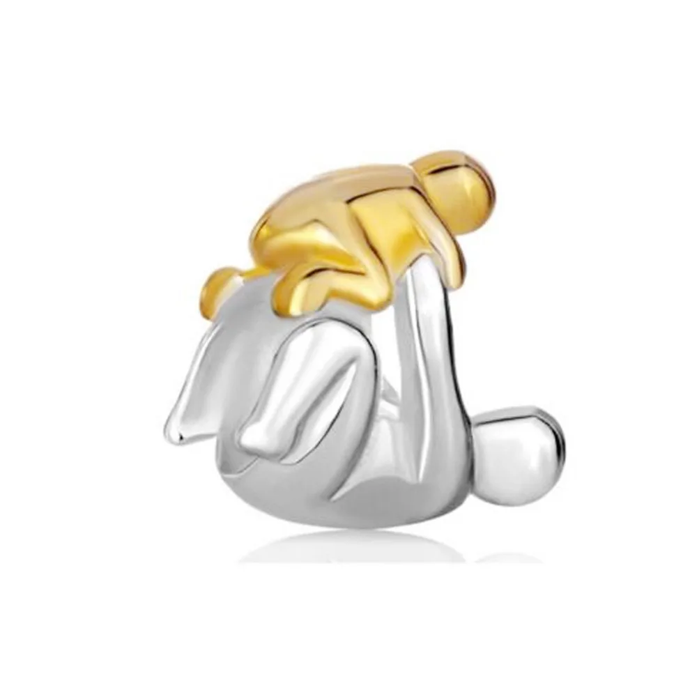 

Free shipping Plated Gold Mother Child Family Love Charms Charm Beads fit Pandora bracelet