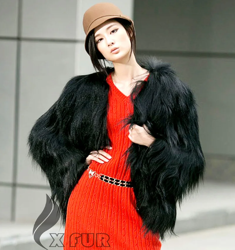 

CX-G-A-24 2017 New Winter Ladies Genuine Goat Fur Jacket Coat Winter Women Fur Outerwear Coats