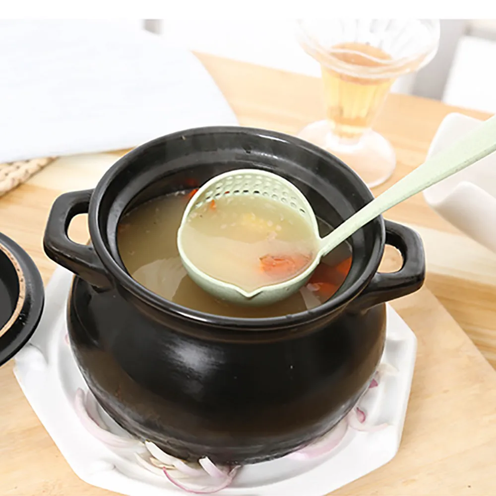 

2 in 1 Soup Spoon Long Handle Creative Porridge Spoons Strainer Kitchen Scoop Colander Tableware Dinnerware Soup Cooking Tool