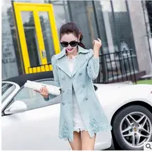 women jacket spring jacket women Ms. Spring and Autumn new Slim thin coat long section of hollow lace coat free shipping
