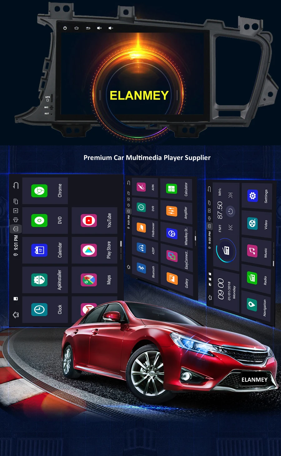 ELANMEY Расширенный gps навигация для FORD FOCUS 2012 автомобильные аксессуары android 9,0 автомобильный DVD Мультимедиа Радио Стерео bluetooth