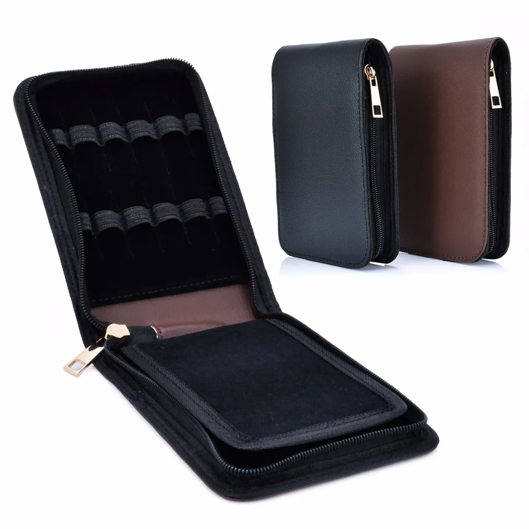 1pc 12 Pens Fountain Pen Roller Leather Case Holder Leather Zipper Black / Coffee Pen Storage Bag For Student Gift Mayitr