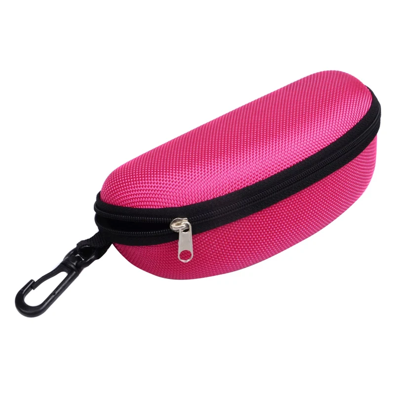 Portable Sunglasses Case Glasses Protector Lightweight Zipper Eyeglass Shell with Carabiner New - Цвет: rose red