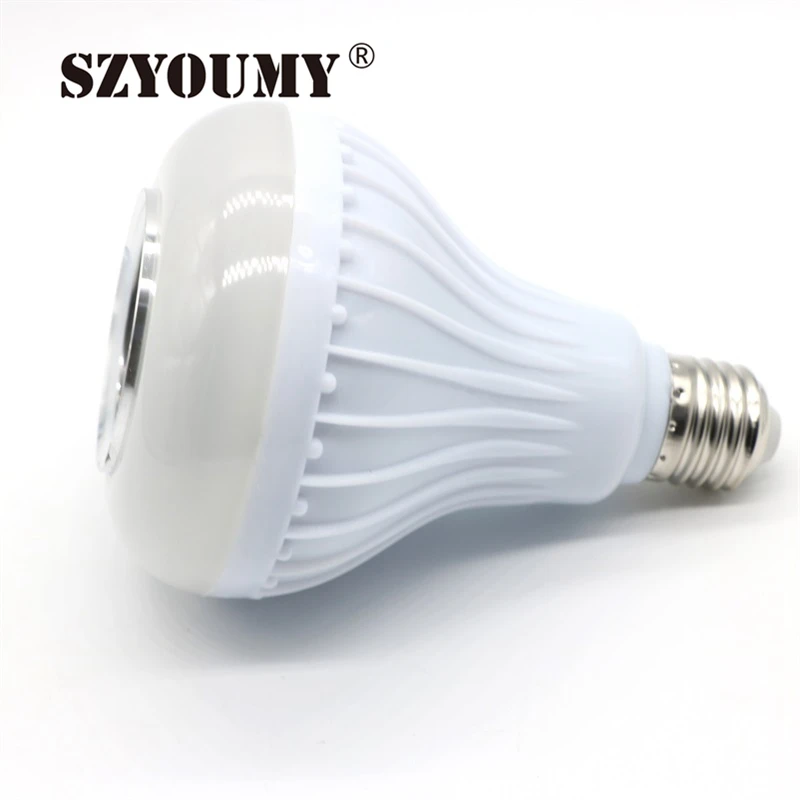 SZYOUMY Беспроводной 12 Вт E27 Led rgb-колонка с Bluetooth лампа работы в режиме воспроизведения музыки и RGB Освещение с пультом дистанционного