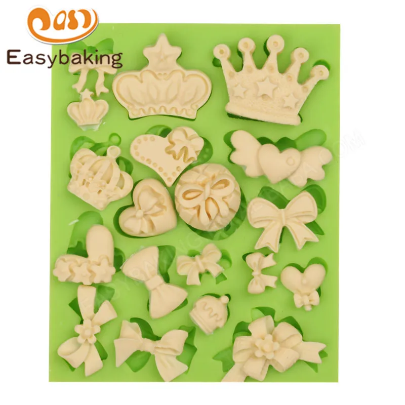 

Multi Crowns Bowknots Love Hearts Silicone Fondant Mold Wedding Cake Decoration Kitchen Cooking Tools Baking Mould