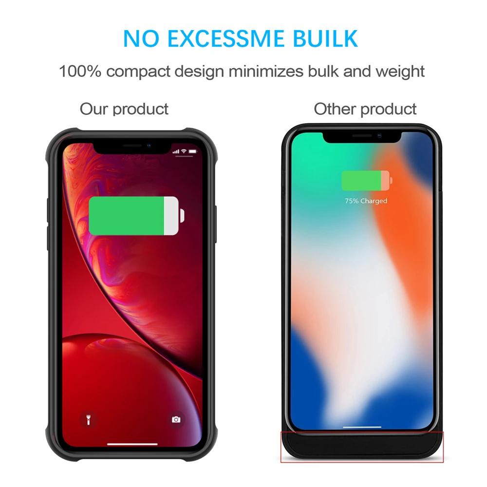 NTSPACE отдельный беспроводной зарядный чехол для аккумулятора для iPhone XS MAX XR чехол для питания для iPhone X XS резервный внешний аккумулятор чехол для зарядки