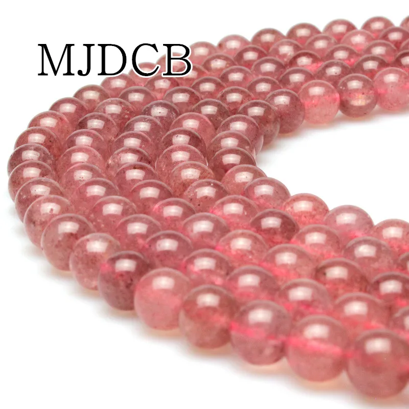 

MJDCB Natural Strawberry Quartz Loose Beads Round 6,8,10mm Energy Stone Bead Healing Power for Jewelry Making Free Shipping