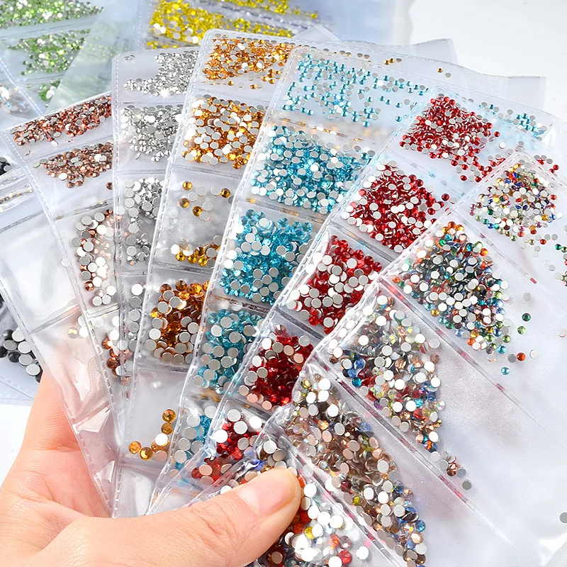 

Multi-size 1680pcs Glass Nail Rhinestones For Nails Art Decorations Crystals Strass Charms Partition Mixed Size Rhinestone Set