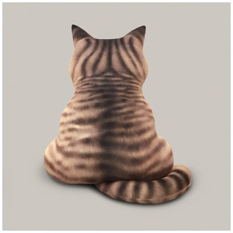 Cute Creative 3D Cat Back Shadow Pillow Black Cat Cushion Plush Funny Toy with Tail Animal Simulation Doll Cat Gifts - Цвет: 3