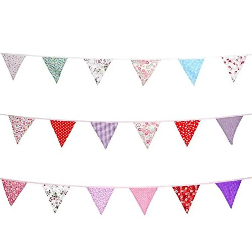 

10M 36-side Bunting 18 Colors 33FT Cotton Triangle Pennant Wedding Party Decoration Buntings