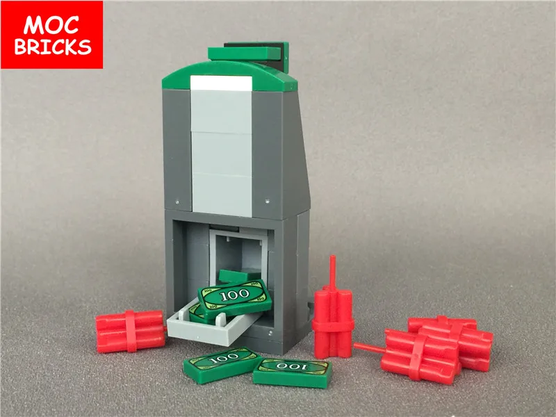 Распродажа кубики MOC DIY игрушки оружие красная бомба банкомат городской банк