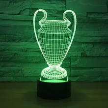 Футбол Кубок трофей 3D лампа 7 цветов меняющий светодиодный ночник лампа с кнопкой USB спальня спящий светильник дропшиппинг друзья подарок