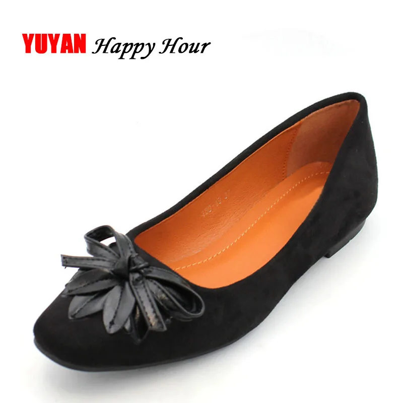 

New 2019 Fashion Brand Shoes Women Flats Round toe Women's Flats Ladies Brand Boat Shoes Black Green Plus Size 9 ZH2705