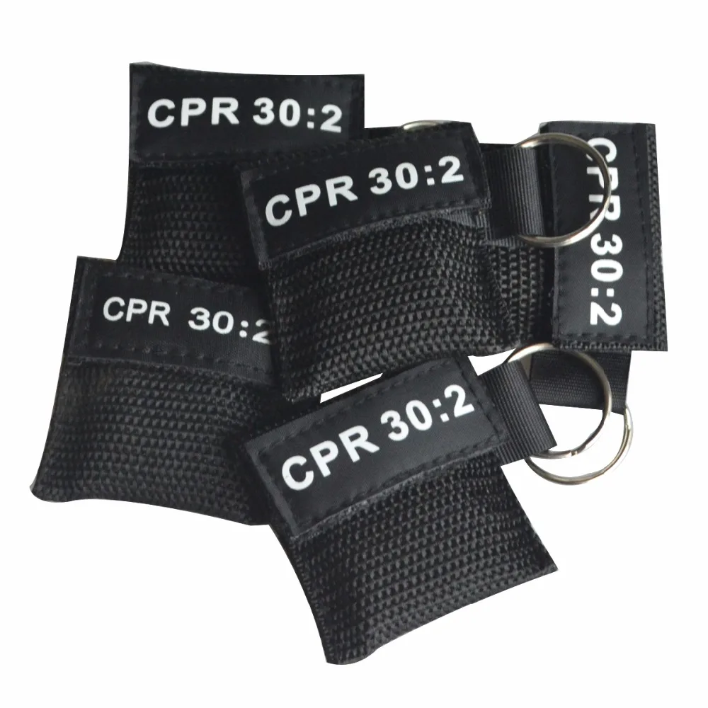 

100 X CPR Face Mask Keychain CPR Face Shield Frist Aid CPR 30:2 Training black